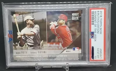 PSA 10 2018 Topps Now Moment Of The Week MOW1 Shohei Ohtani RC Babe Ruth DODGERS - Image 1 of 2