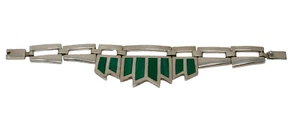 Mexican Sterling Silver & Malachite Bracelet - TL-95 - Picture 1 of 11