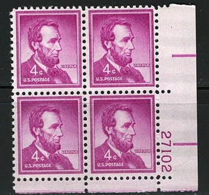 #1036 1954 4 centesimi Abraham Lincoln blocco di 4 MNH con piastra# - Foto 1 di 1
