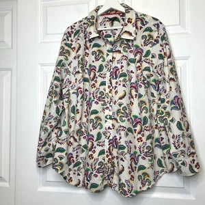 Talborts Plus Paisley Floral Button Down Long Sleeve Shirt Blouse * 3X - Picture 1 of 6