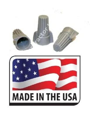 (250 pc) Gray Grey Wire Connector Winged Twist 18-8 AWG 600V 105C Screw Nut USA - Image 1 of 2