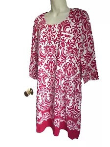 Soma M NWT Sleep Shirt Embraceable Cotton Modal Refined Scroll Red White Paisley - Picture 1 of 6