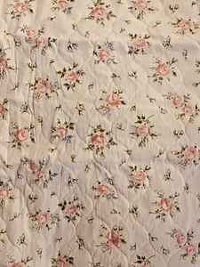 VTG Shabby Pink Floral Roses Pre Quilted Nylon Double Sided 46"X12" - Picture 1 of 6
