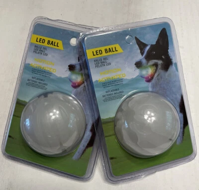 2 Pack LED Dog Ball Motion Bounce Activated Light Up Dog fetch Ball Multi Color - Image 1 of 4