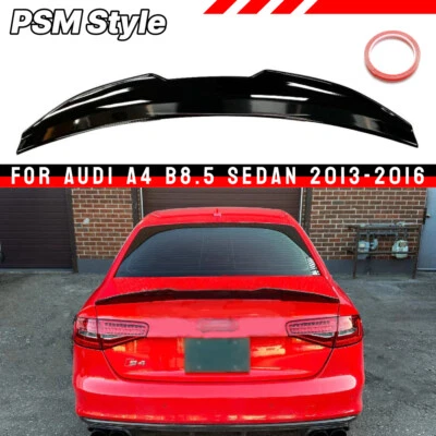 Rear Trunk Spoiler For 2013-16 Audi A4 B8.5 Sedan PSM Gloss Black - Image 1 of 4