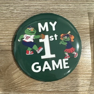 MLB BOSTON RED SOX Baseball Fenway Park MY FIRST GAME Pin BUTTON And Sticker - Image 1 of 3