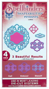Spellbinders Shapeabilities Pendants Lattice Die Cut Emboss & Stencil Set - Picture 1 of 2