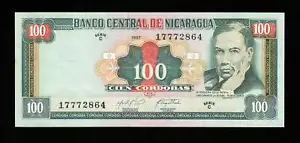 Rare 1997 NICARAGUA - 100 Cordobas Pick 187 Banknote NEW / UNC - Picture 1 of 3