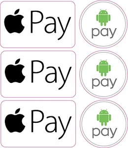 CALCOMANÍAS PEGATINA LOGOTIPO DE TARJETA DE CRÉDITO x3 APPLE PAY, ANDROID PAY - Imagen 1 de 1