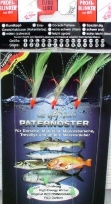 Profi Blinker Norwegen Paternoster, 6 Farben, Haken Größe 12/0, 8/0, 4/0, 1/0 - Bild 1 von 4