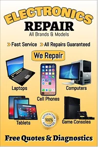 Electronics Repair computers phones tablets Advertising Poster Sign 24"x 36" - Picture 1 of 3
