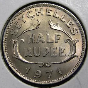 Seychelles Half Rupee (1/2 Rupee) CuNi Coin 1971, Free S/H after 1st Item - Picture 1 of 3