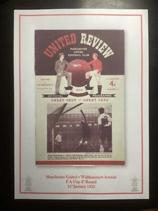 1952-53 Manchester United v Walthamstow Avenue FA Cup 4th Round Programme PRINT - Picture 1 of 1