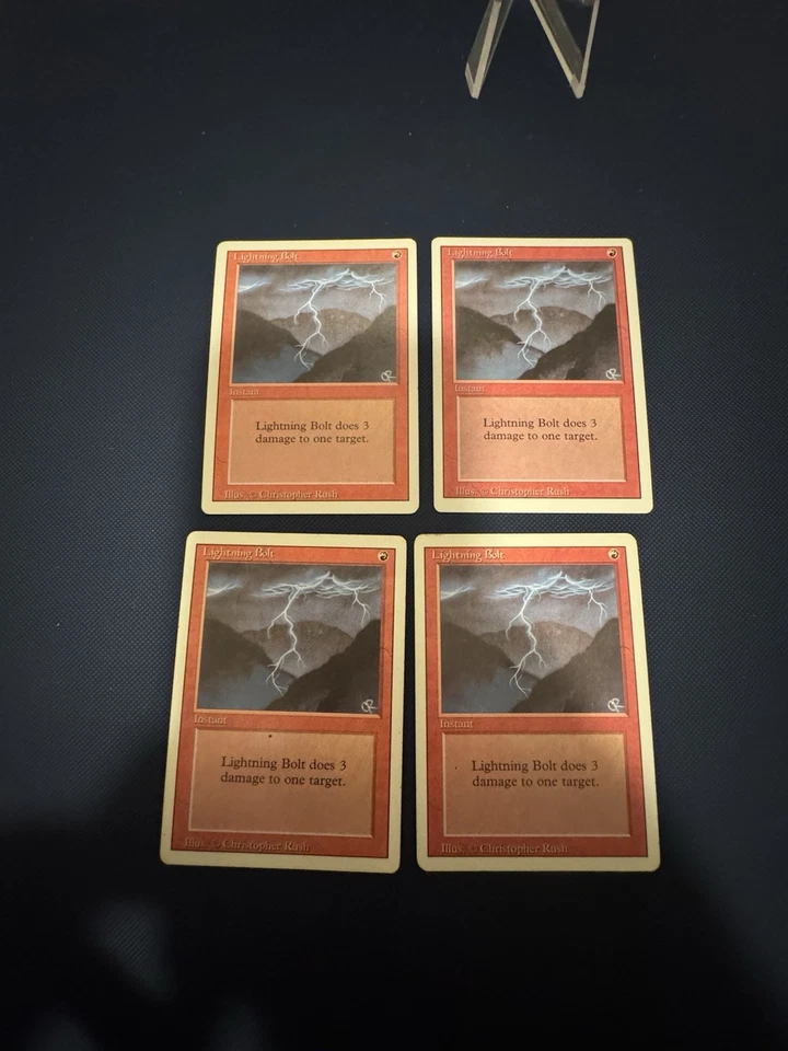 Lightning Bolt X4 Revised Edition LP Lightly Played MTG Magic the Gathering - Image 1 of 3