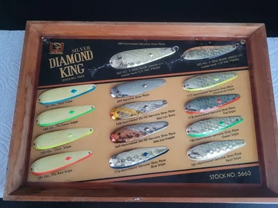 RARO LUHR JENSEN DIAMOND KING SEÑUELO DE PESCA DE COLECCIÓN DISTRIBUIDOR TABLERO DE EXHIBICIÓN TEMPRANO Foto 1 de 4