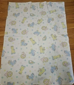 Coperta ricevimento bambino vintage flanella pastello animali zoo 28x38in 100% cotone USA - Foto 1 di 3