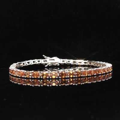 Brazalete de tenis de hessonita de plata de ley 925 Foto 1 de 4