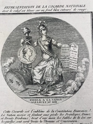 Déclaration des Droits de l’Homme 1789 Rare Gravure Époque Révolution Française - Photo 1/3