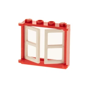 1x Lego Window Frame 1x4x3 Red Double Pane White House 385321 3854 3853 - Picture 1 of 2