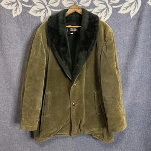 Vintage Cresco Cord Mantel Kunstfellkragen gefüttert Herren Gr. 42 olivgrün "  - Bild 1 von 9