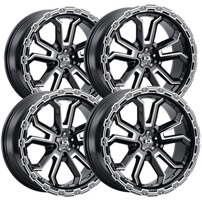 (Set of 4) Vision 405 Korupt 17x8 5x110 +30mm Black/Milled Wheels Rims 17" Inch Foto 1 de 4