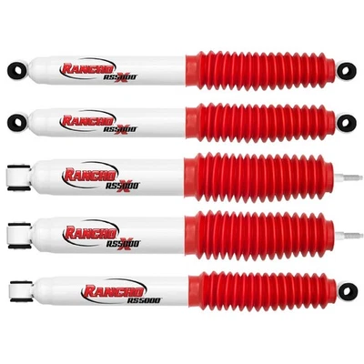 Rancho Steering Damper & Front/Rear RS5000X Gas Shocks for 87-95 Wrangler YJ 4WD - Image 1 of 4