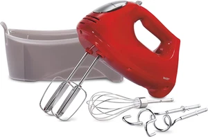 Elektrischer Handmixer mit 6 Geschwindigkeiten und Schneebesen, traditionelle Rührbesen, Knethaken, Snap-On - Bild 1 von 12