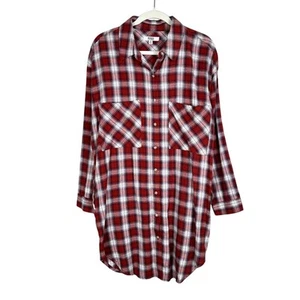 BB Dakota Steve Madden Country Doll Long Sleeve Plaid Shirt Dress Size S Red  - Picture 1 of 11