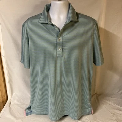 Ralph Lauren RLX Мужская рубашка-поло большой синий зеленый полоски коротким рукавом впитывающий - Изображение 1 из 4