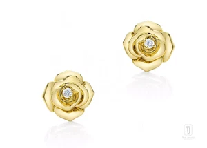 Oro 14k 1,8 Gms. Aretes para mujer con flores de diamantes - Imagen 1 de 6