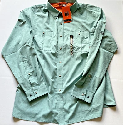 Camisa de trabajo para hombre 2XL paredes verdes UPF 50 manga larga abotonada perla a presión nueva con etiquetas Foto 1 de 3