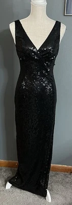 Vestido de noche negro con lentejuelas PAPELL BOUTIQUE para mujer talla 2 *NUEVO CON ETIQUETAS* Foto 1 de 4