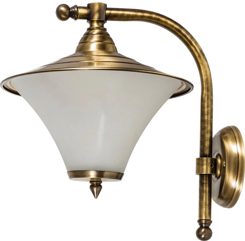 Außen Lampe Messing Glas Schirm Rustikal Wandleuchte Balkon Terrasse Haus KORE - Bild 1 von 1