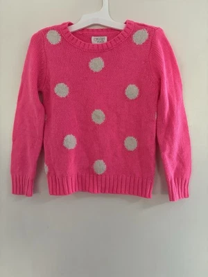 TCP Kids Girls Big Polka Dot Acrylic Rib-Knit Pullover Sweater Neon Pink S 5/6 - Image 1 of 4