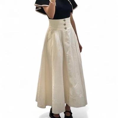 rienda crema denim corsé maxi falda Foto 1 de 4