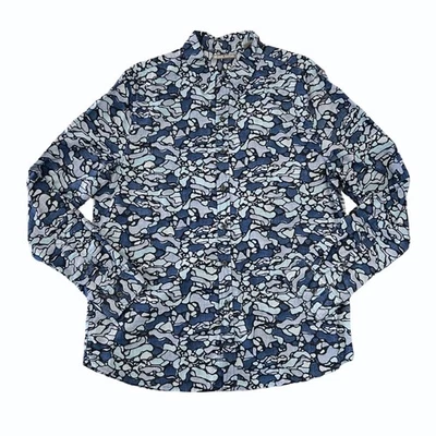 Camisa Michael Bastian Para Hombre Azul Estampado Geométrico Abotonada - TALLA L Foto 1 de 4