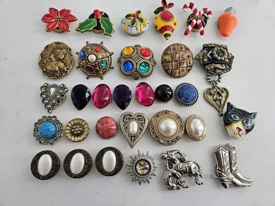 Vintage Lot Button Covers MCM Gorgeous Mixed Materials And Styles - Image 1 of 4