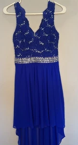 B.Smart Royal Blue Evening Juniors Dress Formal Prom High Low Dress Size 5 - Picture 1 of 7