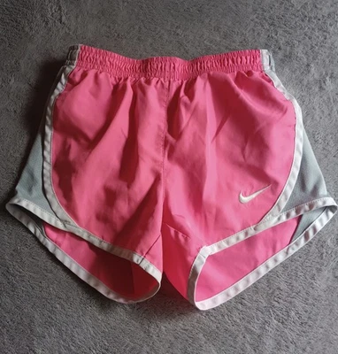Nike Dri-fit Girls Lined Running Shorts Size 5t hyper Pink and Grey mesh sides - Image 1 of 4