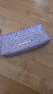 BRAHMIN Daisy Croc Embossd Leather Wristlet/ Clutch Purple Patina Melbourne NWT. - Picture 1 of 12