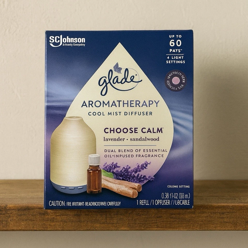 Glade Aromatherapy CHOOSE CALM Cool Mist Essential Oil Diffuser Kit w/Refill NEW - Image 1 of 1