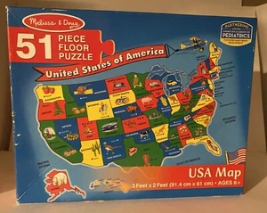 Melissa and Doug U.S.A. Map United States Extra Large Floor Puzzle 3’x2’ - Picture 1 of 3
