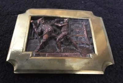 Antique Vintage Copper & Brass Figurative Signed C Schaub 1873 Plaque Escutcheon - Image 1 of 4