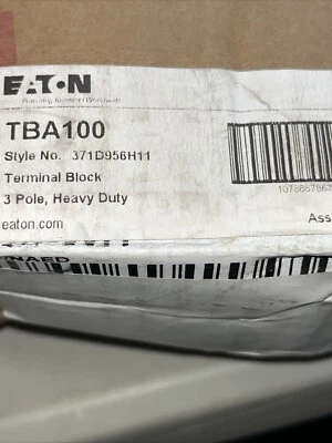 NEW Eaton Cutler-Hammer TBA100 Terminal Block 600V 175 Amp 3 Pole - Image 1 of 4
