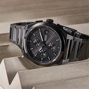 Fossil Everett FS5797 Chronograph Black Stainless Steel Watch - Picture 1 of 6