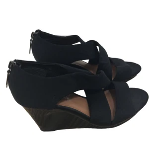 Donald J Pliner Womens Aurora Crossover Strap Wedge Sandal Shoes Black Size 8M - Picture 1 of 11