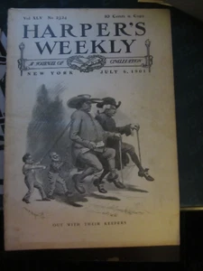 Harpers Weekly Magazine July 6 1901 Out With Their Keepers 64 - Picture 1 of 1
