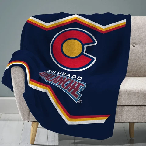 Sleep Squad Colorado Avalanche Reverse Retro 60” x 80” Raschel Plush Blanket Cover