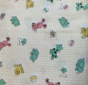 BABY ANIMALS TOSSED ON YELLOW DIAMONDS - POLY COTTON-- BY THE YARD - Picture 1 of 3