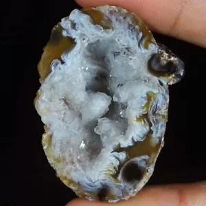 (30 x 44 x 22 mm) 162,45 cts. NATÜRLICHE MEXIKANISCHE KOKOSNUSS GEODE DRUZY ACHAT EDELSTEIN - Bild 1 von 6